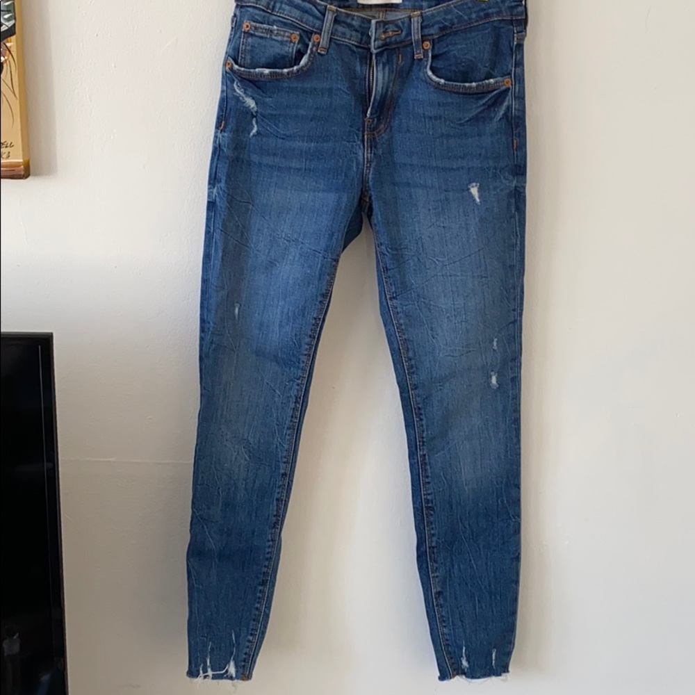 Zara the skinny island blue distressed jeans
